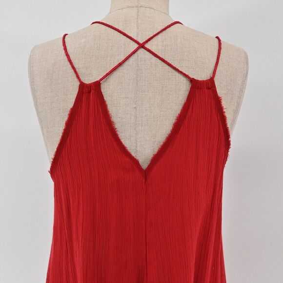 FREE PEOPLE Dress Womens Size XS Wicked Spell Brick Red Strappy Floral Lace Boho - Picture 6 of 11